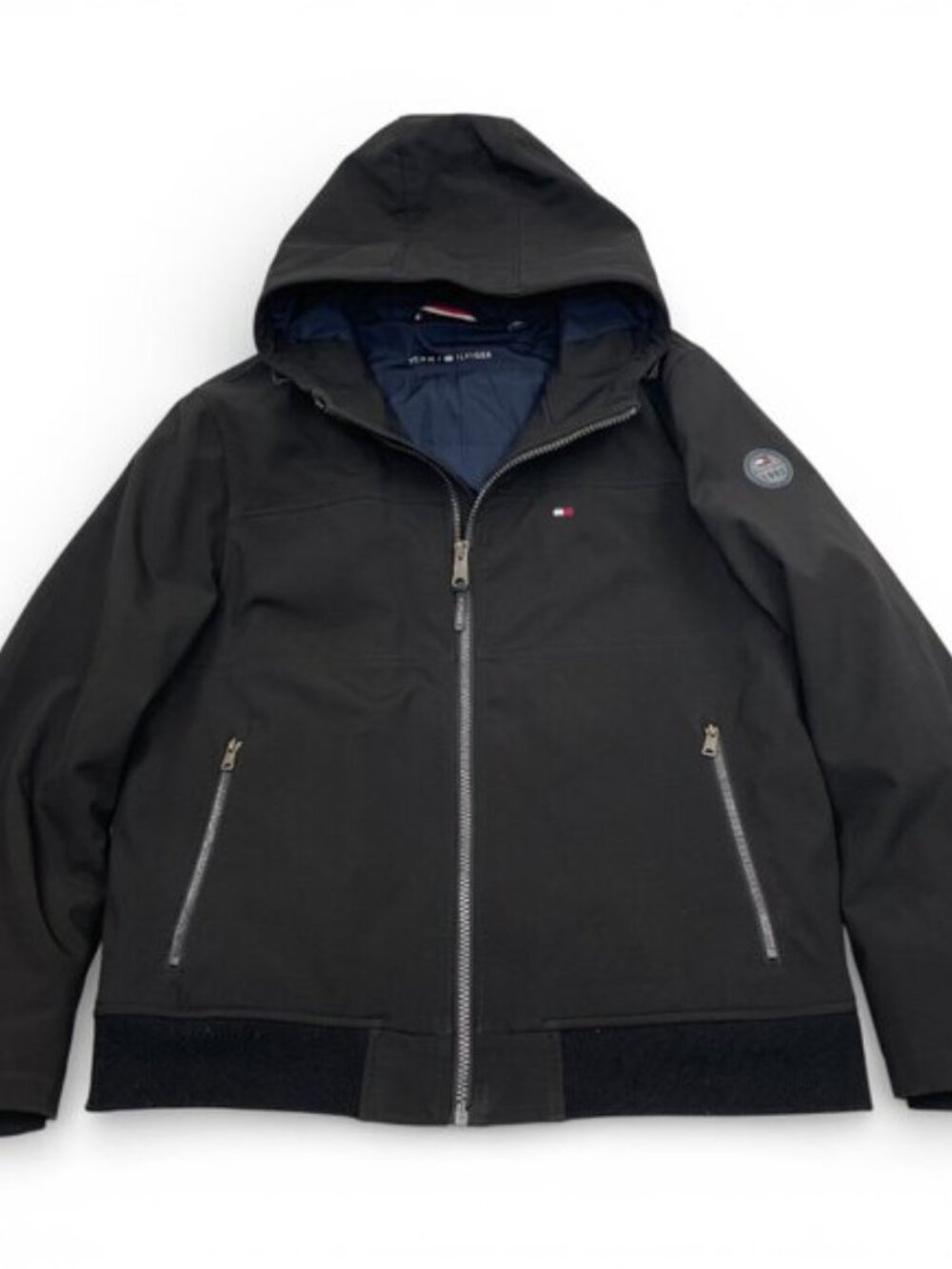 Tommy Hilfiger Soft Shell Hooded Insulated Black Winter Jacket Men's XL - Picture 2 of 10